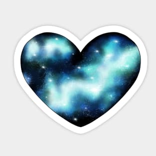 Blue Green Galaxy Heart Sticker